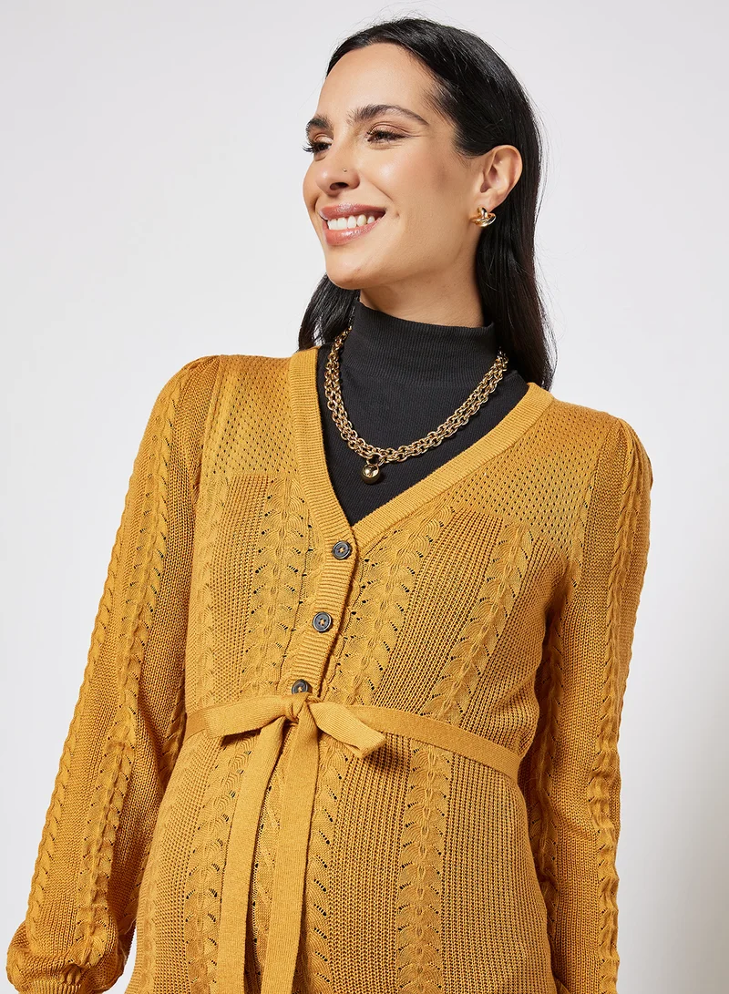 Mamalicious Knitted 2-in-1 Maternity Top Yellow
