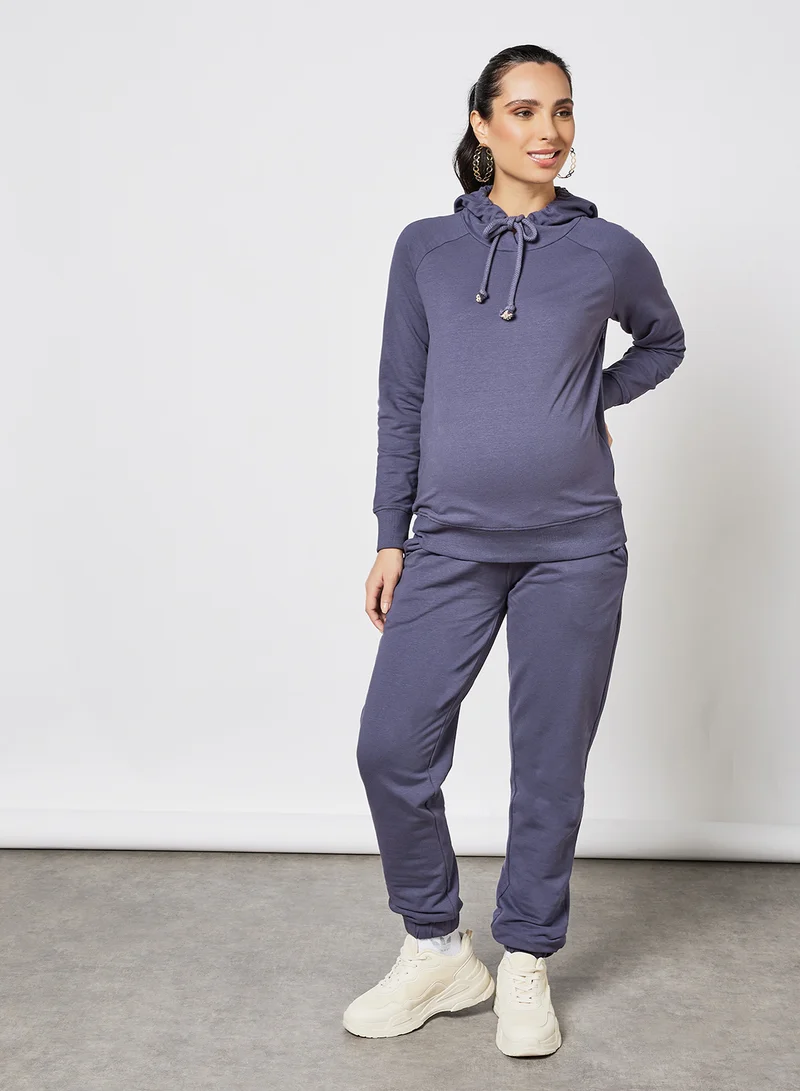 Mamalicious 2-in-1 Maternity Hoodie Grey/Blue