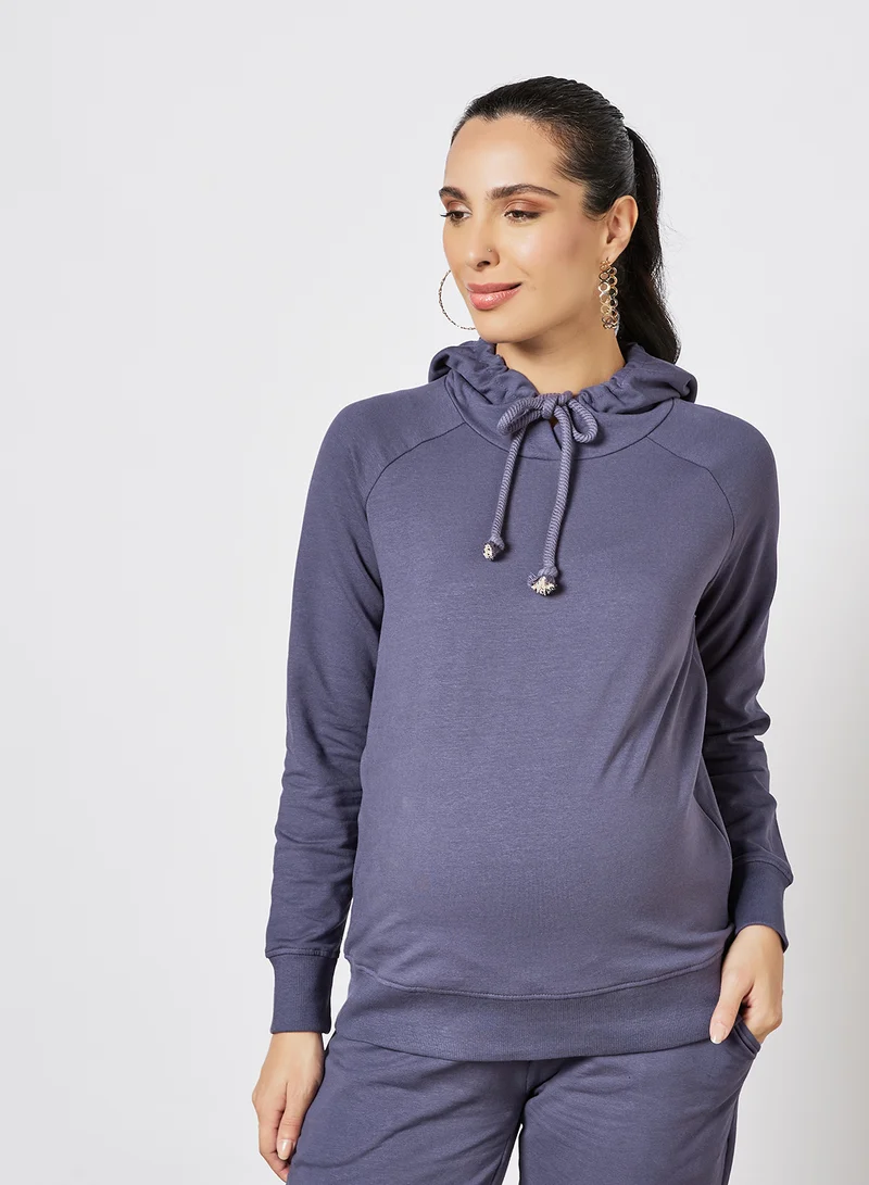 Mamalicious 2-in-1 Maternity Hoodie Grey/Blue