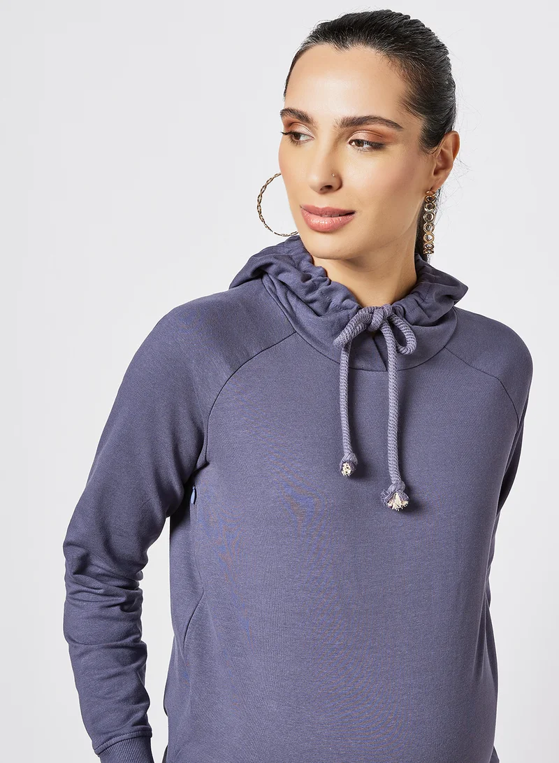 Mamalicious 2-in-1 Maternity Hoodie Grey/Blue