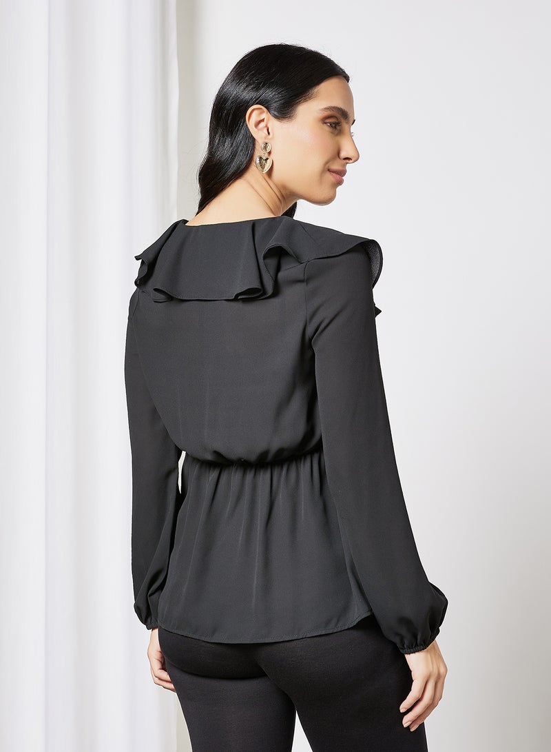 NEW LOOK - Maternity Ruffle Overlay Top Black - Image 1