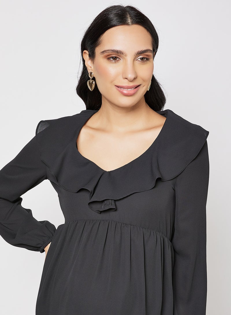NEW LOOK - Maternity Ruffle Overlay Top Black - Image 1