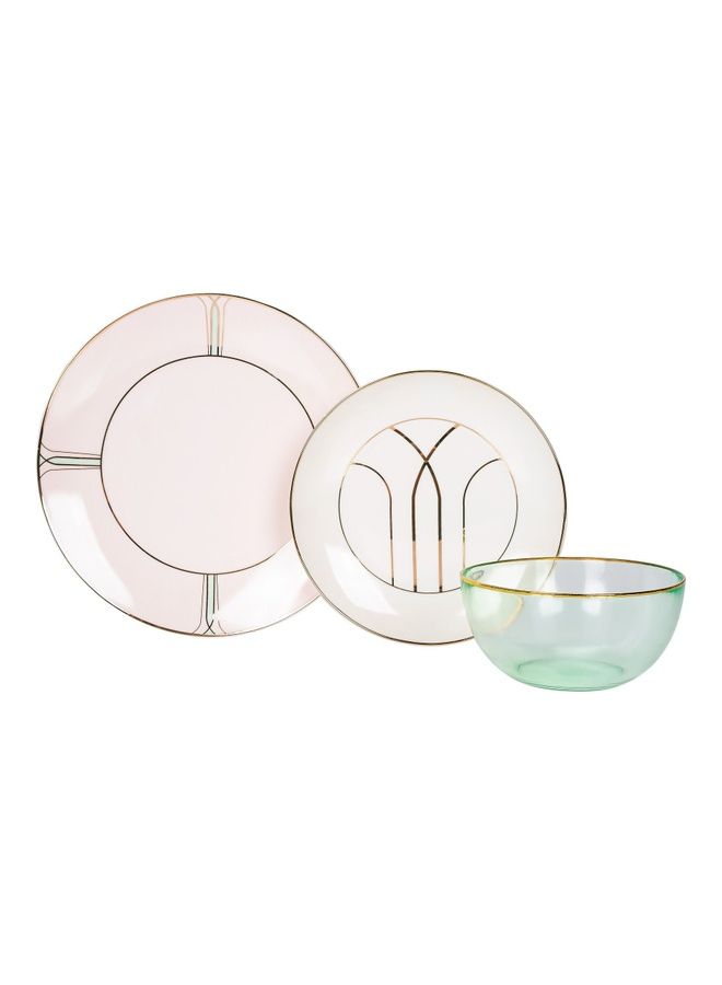 La Mesa 18-Piece Blush Dinner Set Pink/Clear/Gold 10.5inch  - Image 1