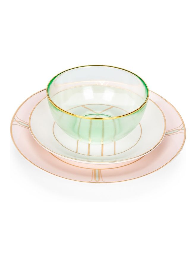 La Mesa 18-Piece Blush Dinner Set Pink/Clear/Gold 10.5inch  - Image 2