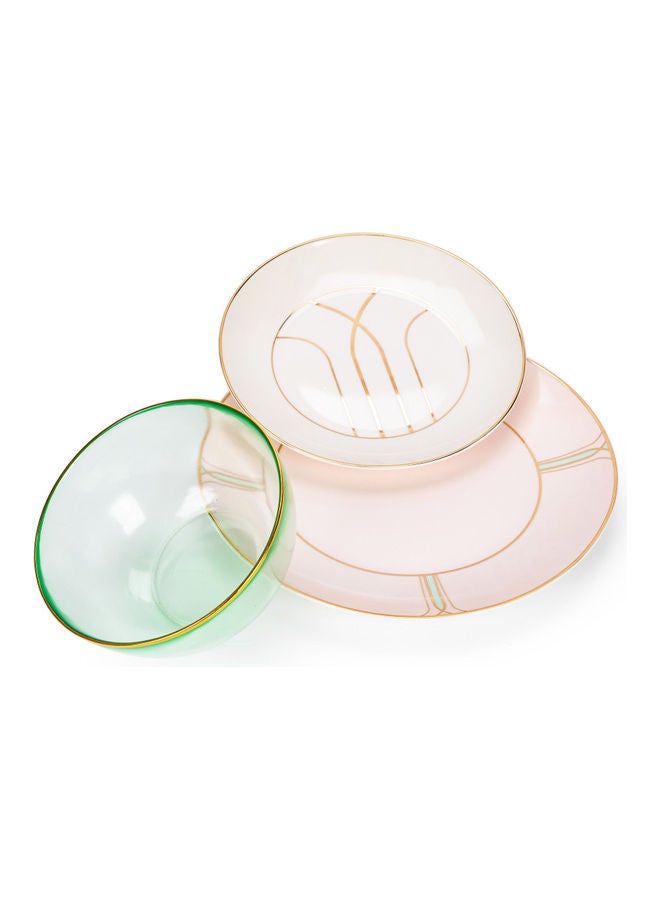La Mesa 18-Piece Blush Dinner Set Pink/Clear/Gold 10.5inch  - Image 3
