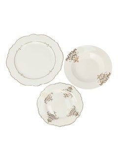La Mesa 18-Piece Andalusian Frill Dinner Set White/Gold 10.5inch  - Image 1