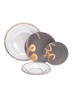 La Mesa 16-Piece New Bone Dinner Set Grey/Gold 13inch  - Image 1