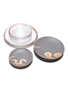 La Mesa 16-Piece New Bone Dinner Set Grey/Gold 13inch  - Image 2