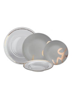 La Mesa 16-Piece New Bone Dinner Set Grey/Gold 13inch  - Image 4