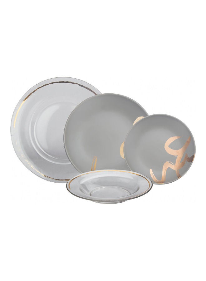 La Mesa 16-Piece New Bone Dinner Set Grey/Gold 13inch  - Image 4