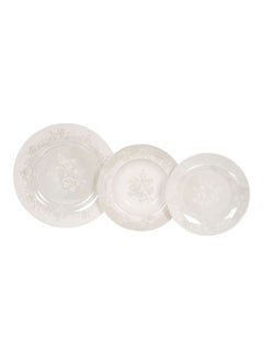 La Mesa 18-Piece Porcelain Rosa Pearl Dinner Set White/Grey 10.5inch  - Image 1