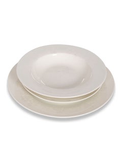 La Mesa 18-Piece Porcelain Rosa Pearl Dinner Set White/Grey 10.5inch  - Image 2