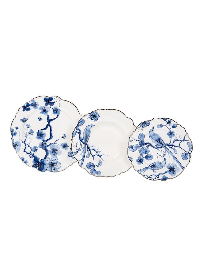 La Mesa 18-Piece Flower Dinner Set Blue/White 10.5inch  - Image 1