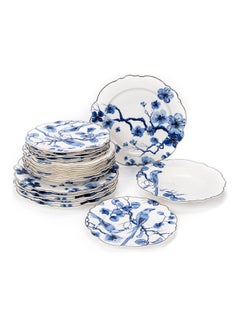 La Mesa 18-Piece Flower Dinner Set Blue/White 10.5inch  - Image 3