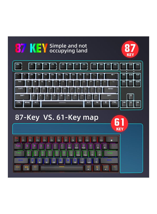HXSJ - 87 Keys Wired Mechanical Keyboard White(Red Switches) - Image 1