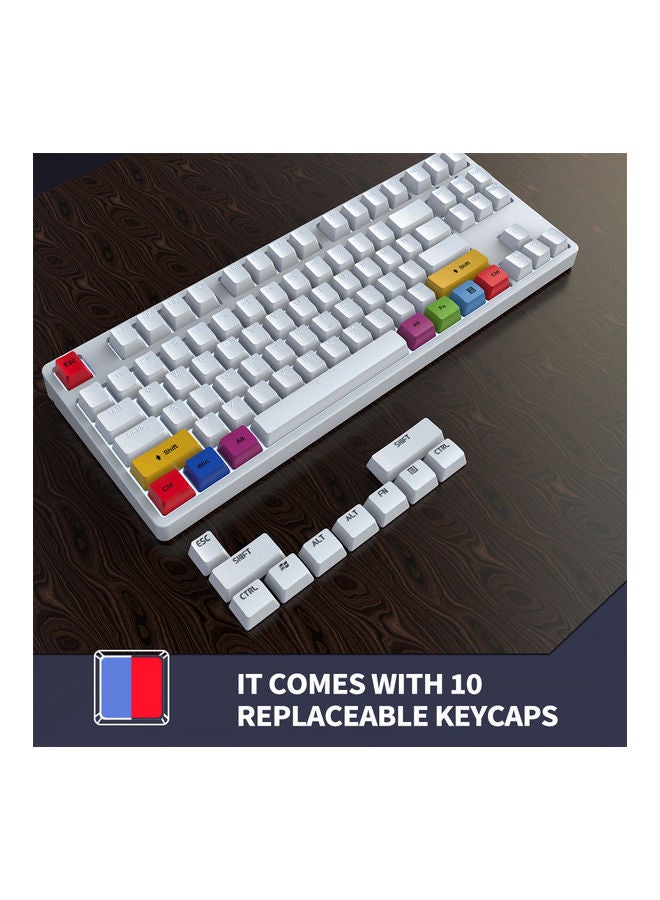 HXSJ - 87 Keys Wired Mechanical Keyboard White(Red Switches) - Image 1