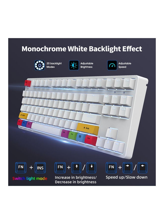 HXSJ - 87 Keys Wired Mechanical Keyboard White(Red Switches) - Image 1