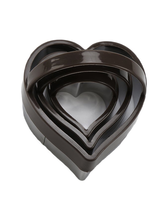 Penguen 3 Piece Heart Shape Cookie Cutter Brown 7.5x8.4x6.1cm - Image 1