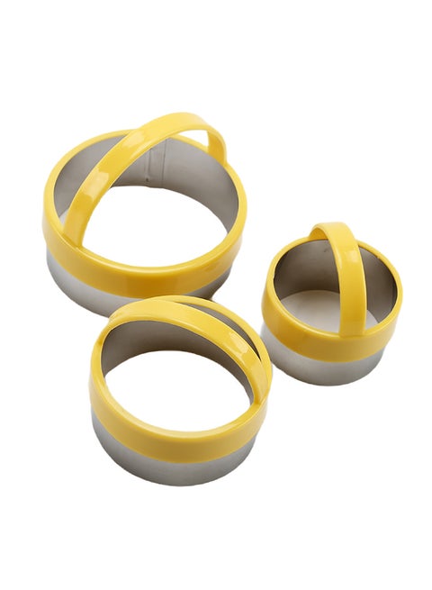 3-Piece Round Shape Cookie Cutter Yellow 7x7x6.5cm
