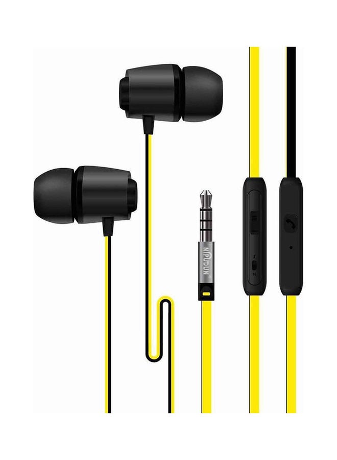 NIPUDUN In-Ear Wired Headphones Black/Yellow  - Image 1