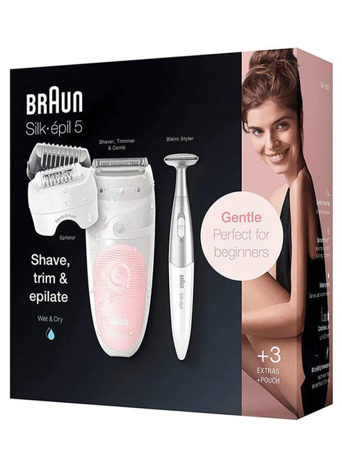 Silk epil 5-820 Wet & Dry Epilator White/Pink
