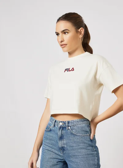FILA Logo Cropped T-Shirt Off-White