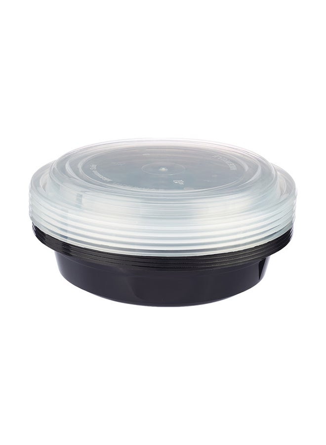 5-Piece Round Base Microwavable Container With Lid Black/Clear