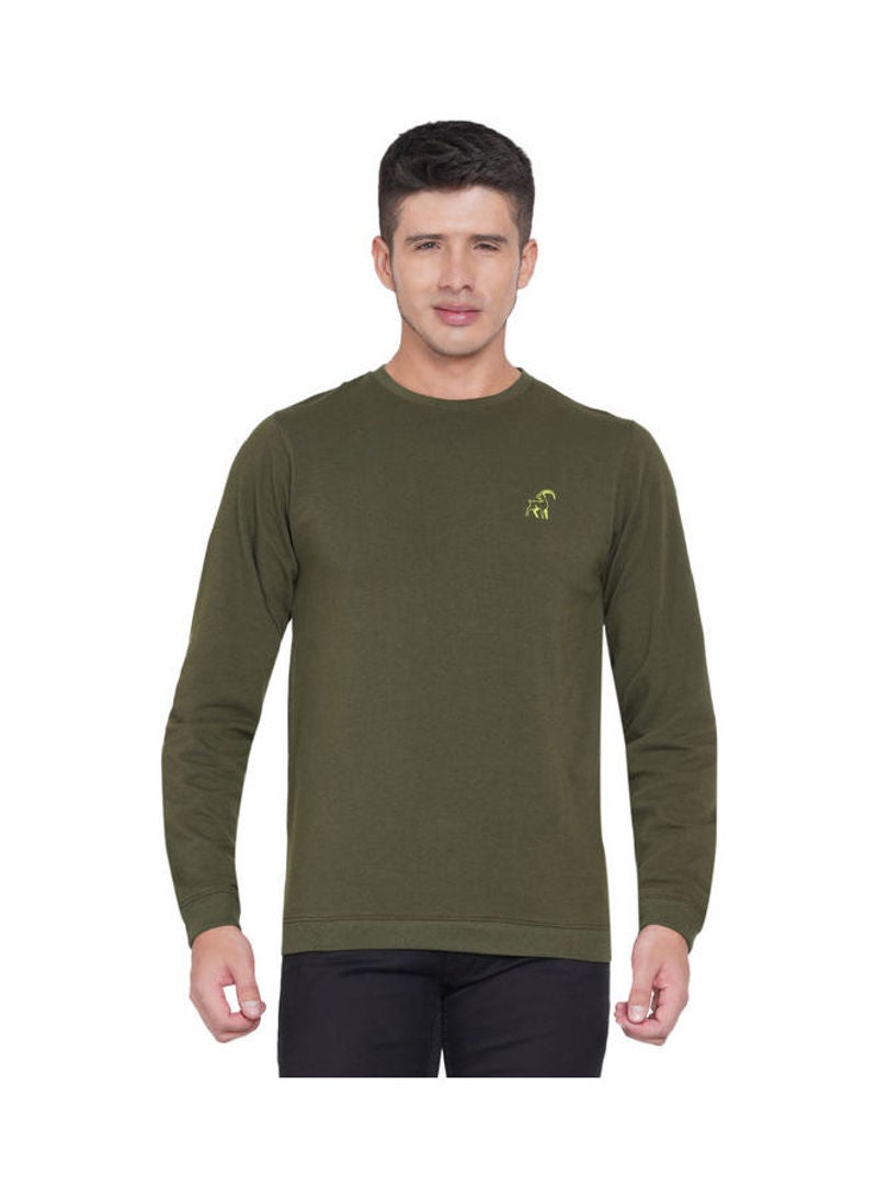 لورين سميث سويت شيرت كاجوال بفتحةِ رقبة مستديرة أخضر زيتوني - Image 1