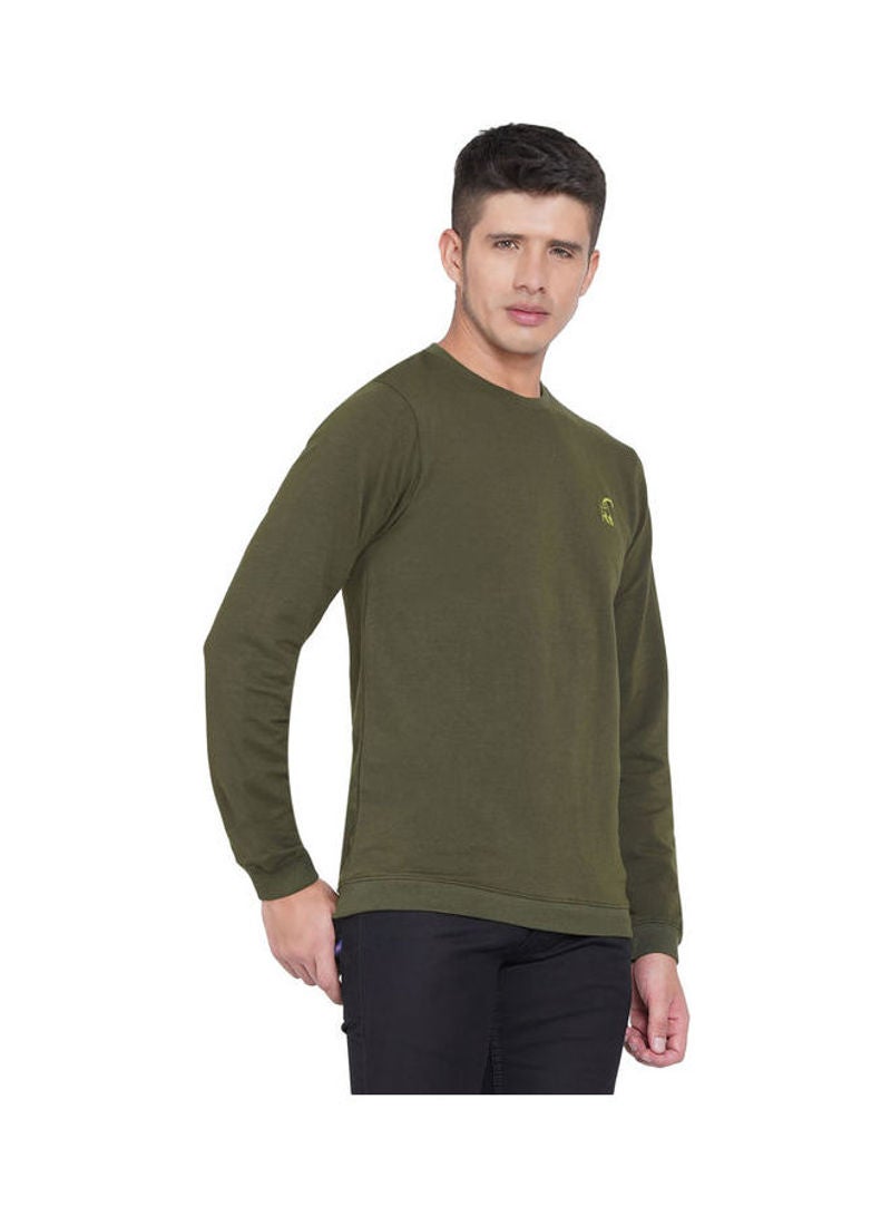 لورين سميث سويت شيرت كاجوال بفتحةِ رقبة مستديرة أخضر زيتوني - Image 3