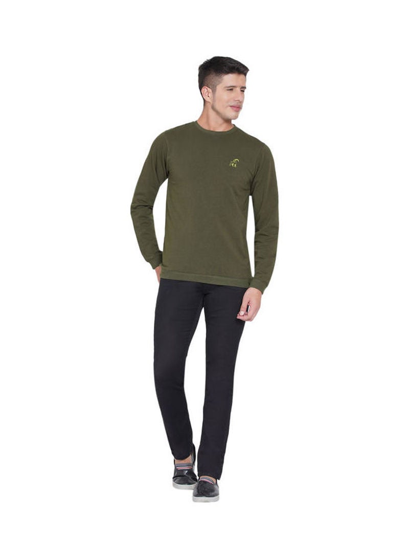 لورين سميث سويت شيرت كاجوال بفتحةِ رقبة مستديرة أخضر زيتوني - Image 5