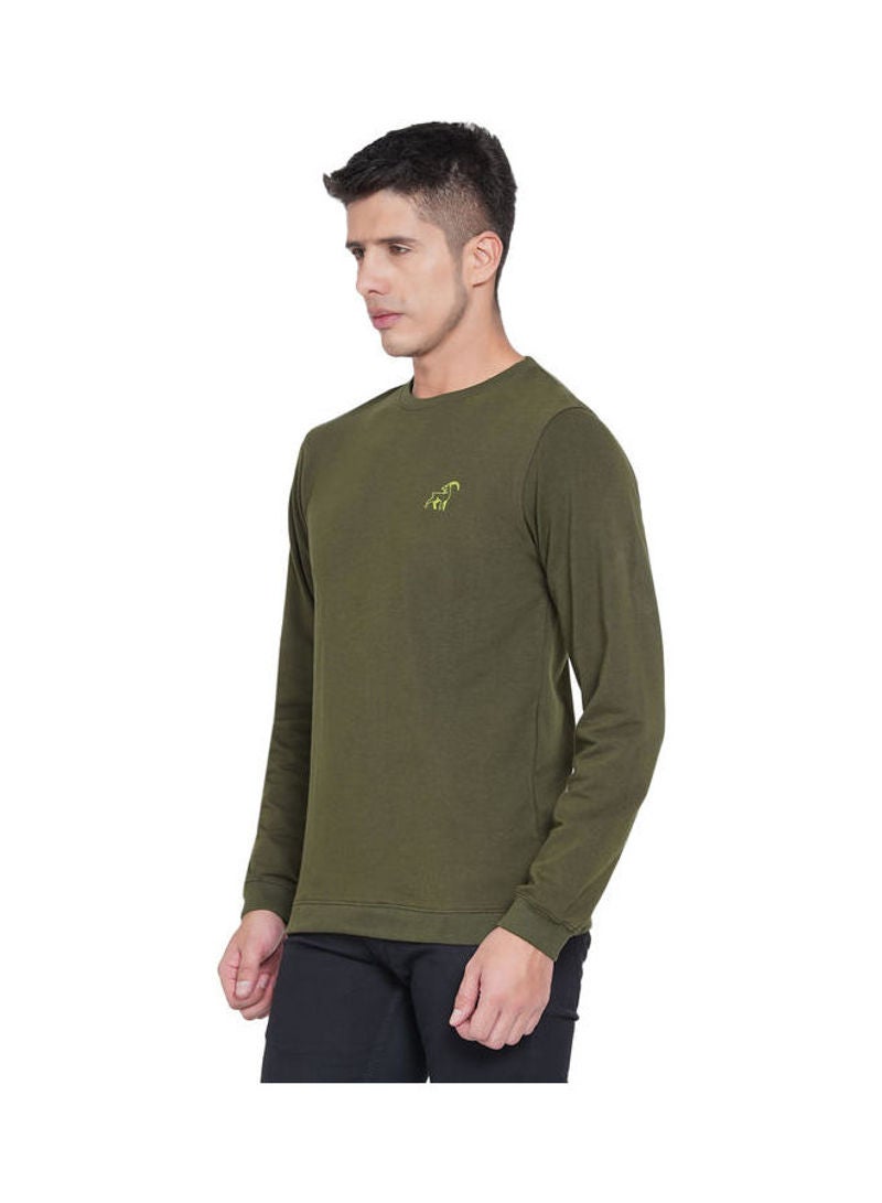 لورين سميث سويت شيرت كاجوال بفتحةِ رقبة مستديرة أخضر زيتوني - Image 4