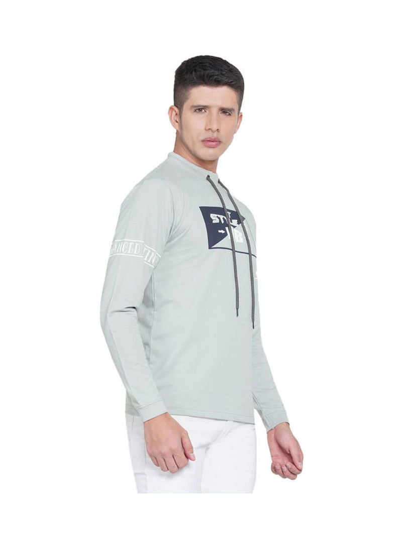 لورين سميث سويت شيرت كاجوال برباط ومزين بطبعة رمادي - Image 3