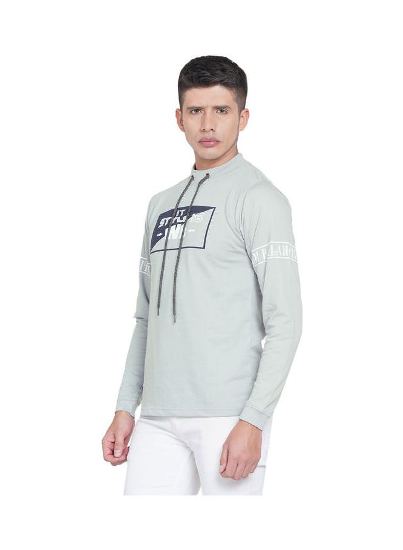 لورين سميث سويت شيرت كاجوال برباط ومزين بطبعة رمادي - Image 4