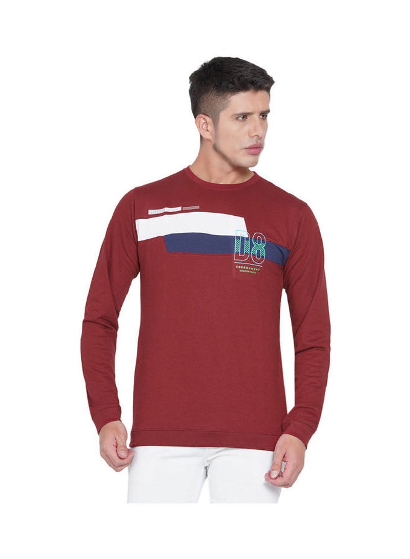 لورين سميث سويت شيرت كاجوال بفتحةِ رقبة مستديرة أحمر/أبيض/أزرق بحري - Image 1