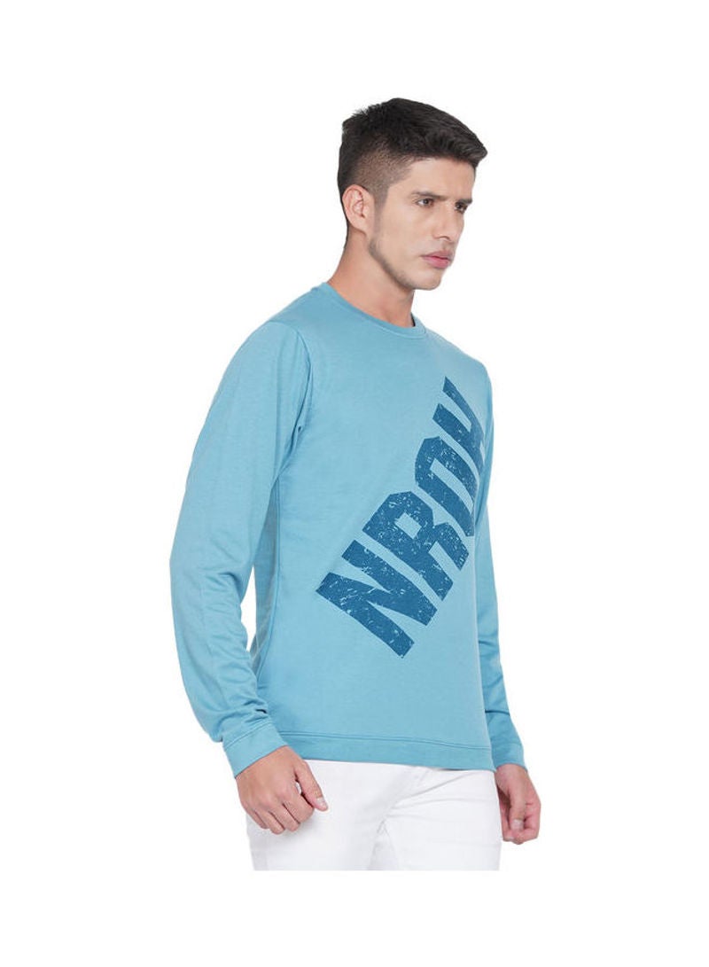 LAUREN Smith Casual Crew Neck Sweatshirt Light Teal - Image 3