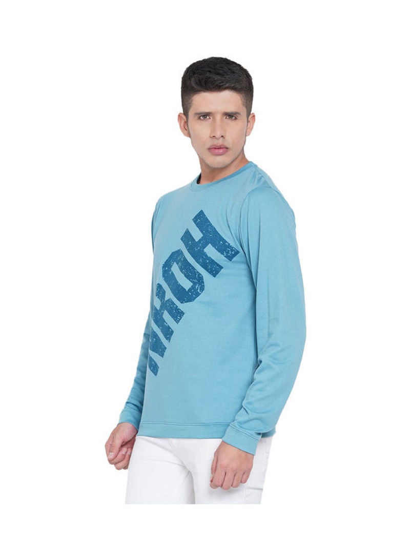 LAUREN Smith Casual Crew Neck Sweatshirt Light Teal - Image 4