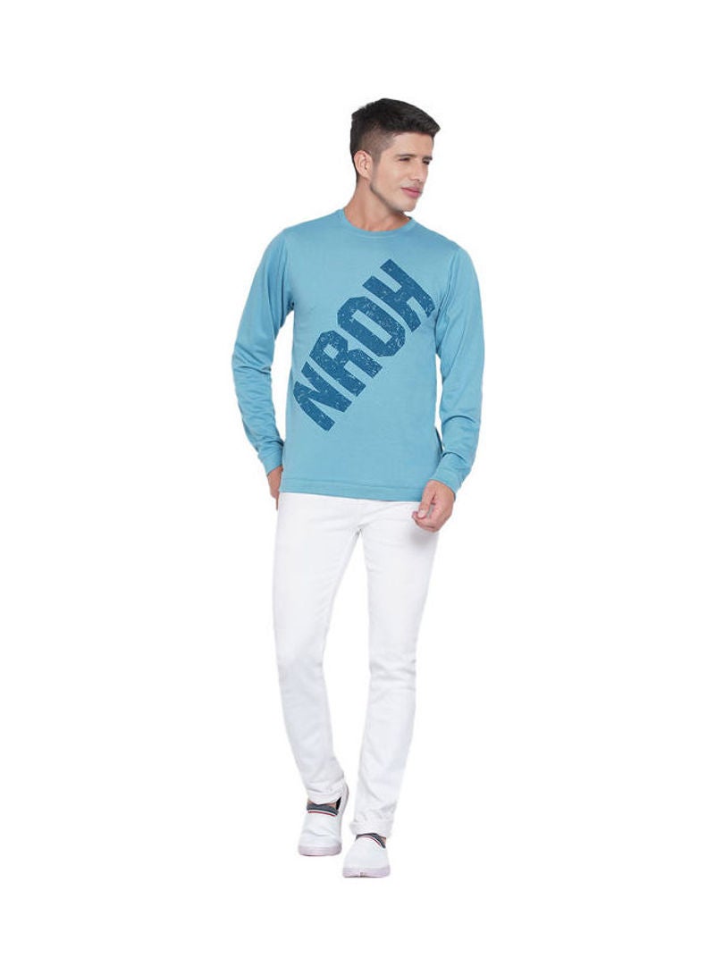 LAUREN Smith Casual Crew Neck Sweatshirt Light Teal - Image 5