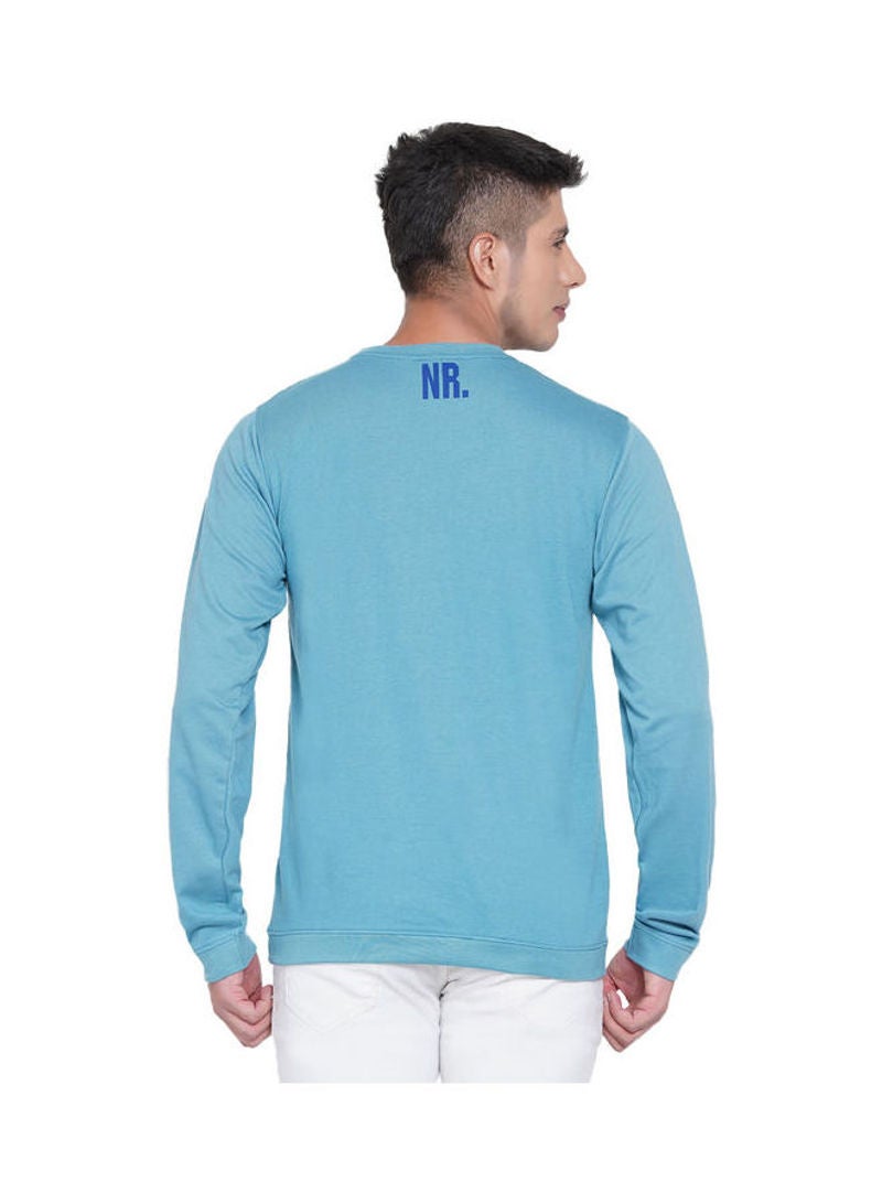LAUREN Smith Casual Crew Neck Sweatshirt Light Teal - Image 2