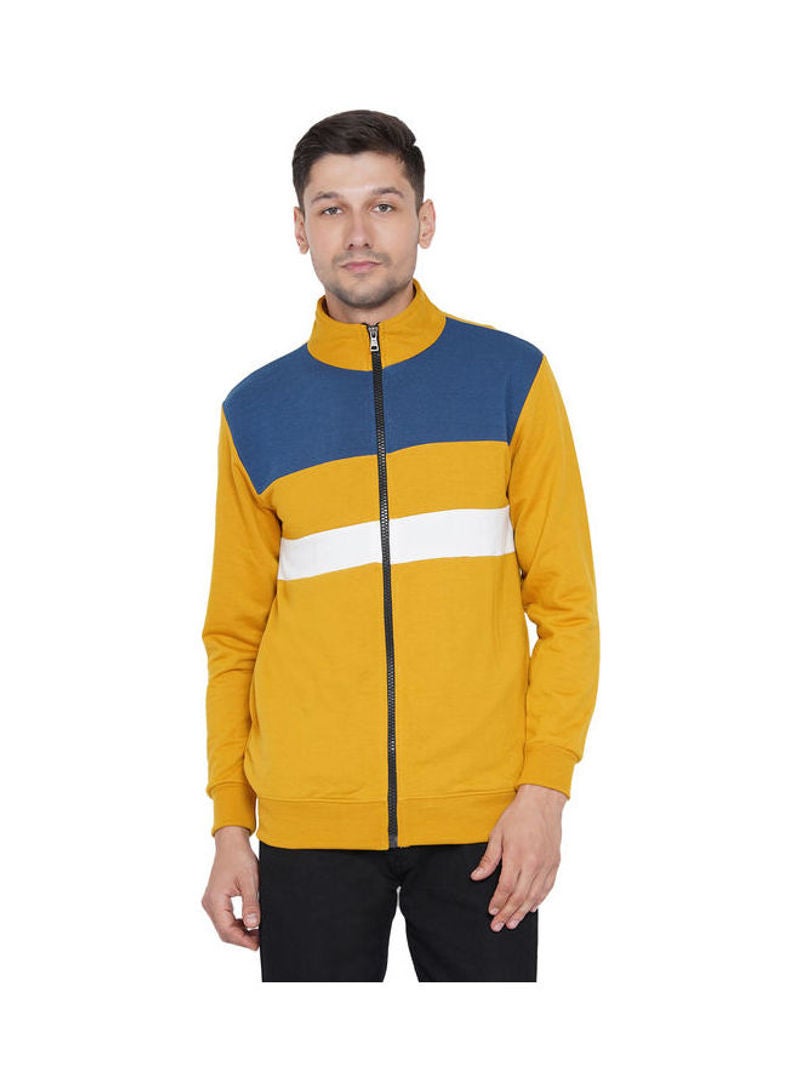 ASHTON BROWN Authentic Full Zip Collar Jacket Yellow/White/Blue  - Image 1