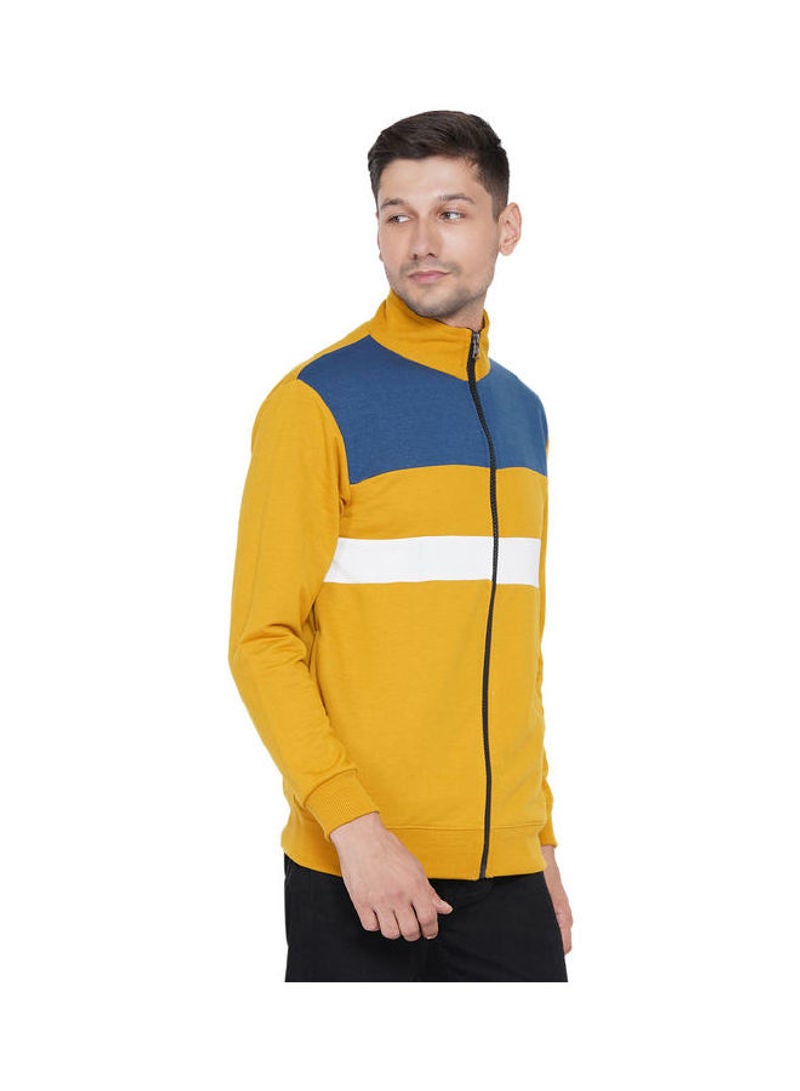 ASHTON BROWN Authentic Full Zip Collar Jacket Yellow/White/Blue  - Image 3