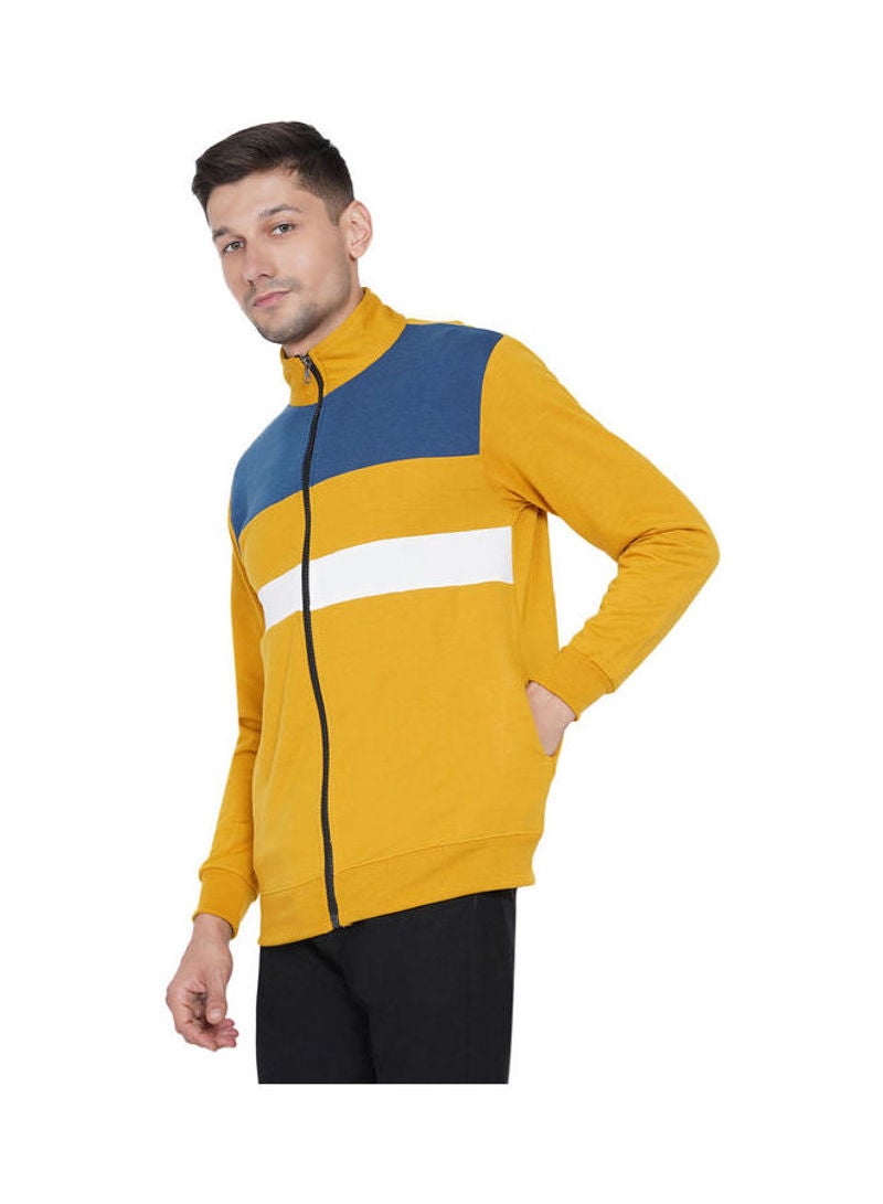 ASHTON BROWN Authentic Full Zip Collar Jacket Yellow/White/Blue  - Image 4