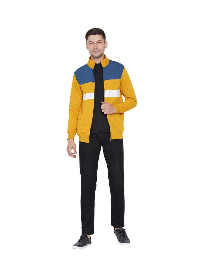 ASHTON BROWN Authentic Full Zip Collar Jacket Yellow/White/Blue  - Image 5