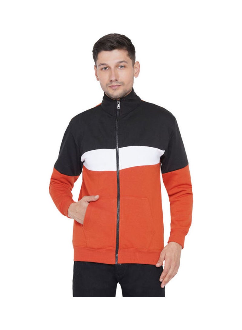ASHTON BROWN Authentic Full Zip Collar Jacket Orange/White/Black  - Image 1