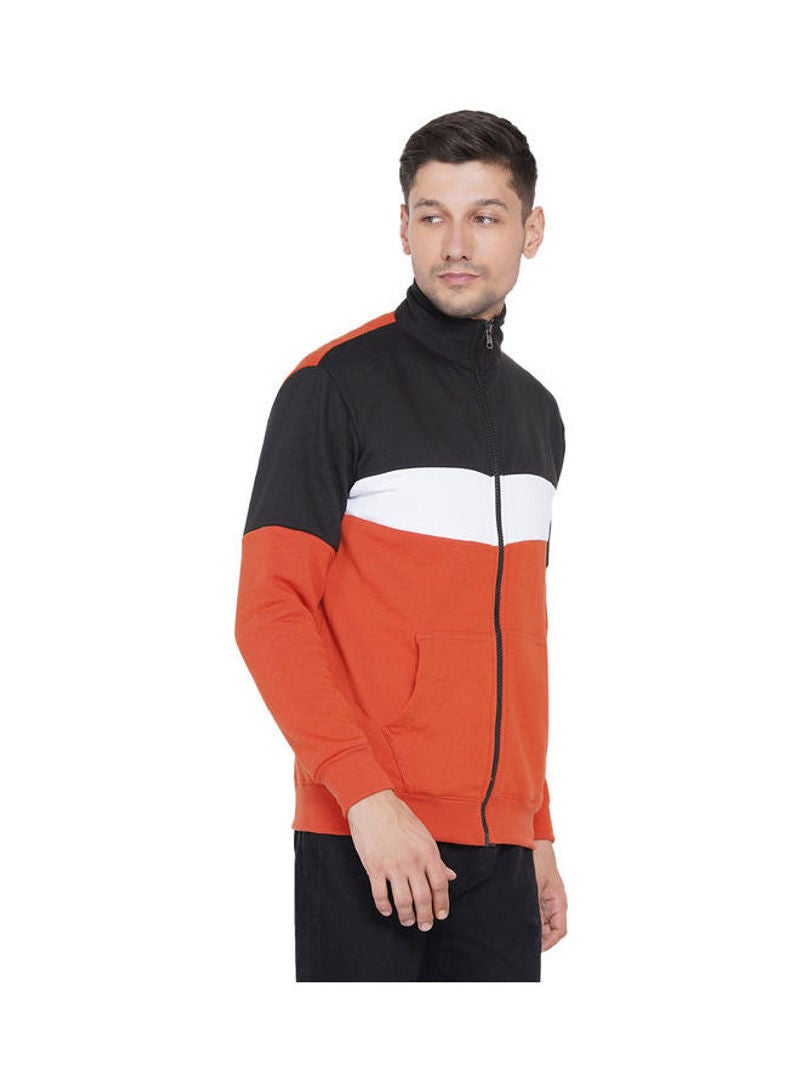 ASHTON BROWN Authentic Full Zip Collar Jacket Orange/White/Black  - Image 2