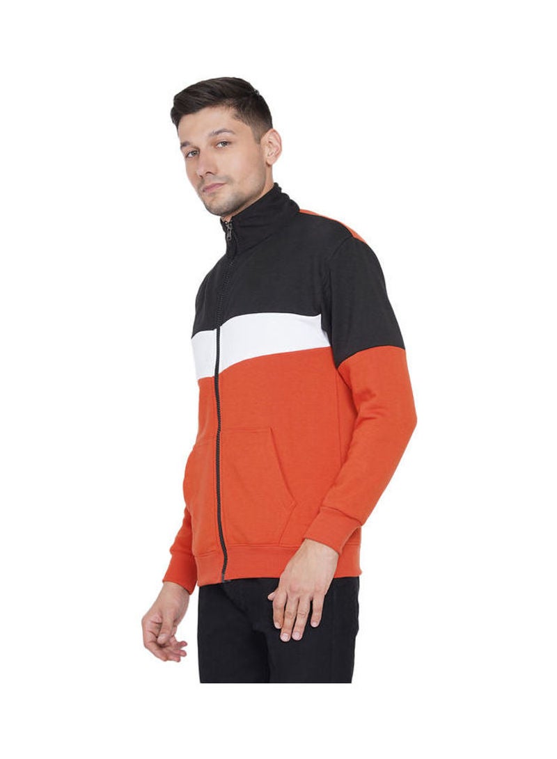 ASHTON BROWN Authentic Full Zip Collar Jacket Orange/White/Black  - Image 3