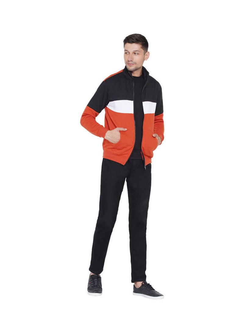ASHTON BROWN Authentic Full Zip Collar Jacket Orange/White/Black  - Image 5