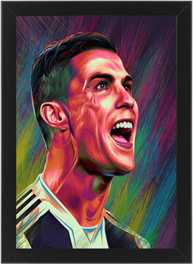 إم إي سي إطار ملصق فني للحائط بتصميم كريستيانو رونالدو أسود 21 x 30سم - Image 1