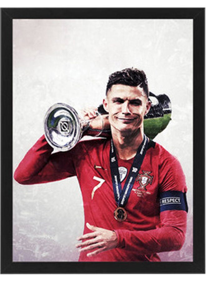 إم إي سي إطار ملصق فني للحائط بتصميم كريستيانو رونالدو أسود 30X40سم - Image 1