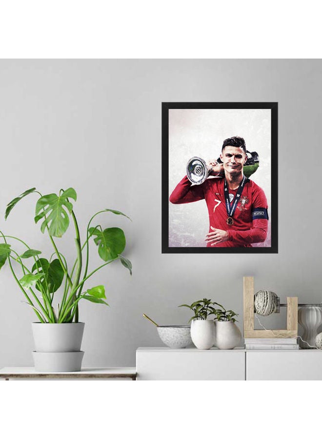 إم إي سي إطار ملصق فني للحائط بتصميم كريستيانو رونالدو أسود 30X40سم - Image 2