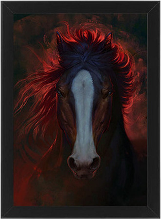 إم إي سي إطار جداري مطبوع عليه صورة حصان رقمي أسود 21 x 30سم - Image 1